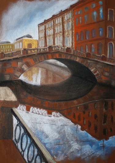 Peinture intitulée "View of the bridge…" par Mariia Iakovleva, Œuvre d'art originale, Pastel