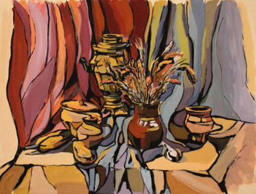 Картина под названием "Tableware - PRINT w…" - Мария Яковлева, Подлинное произведение искусства, Акрил
