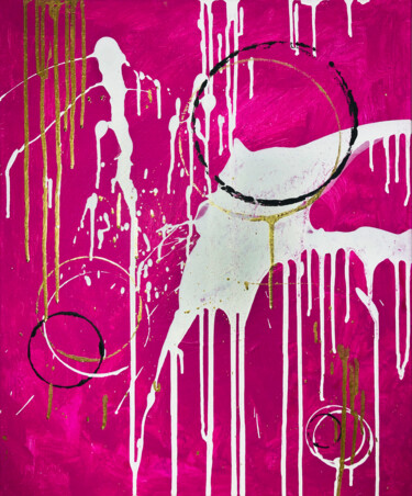 Painting titled "Pink composition" by Mariia Iakovleva, Original Artwork, Acrylic