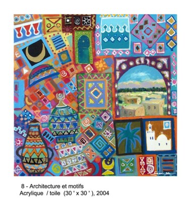 Peinture intitulée "Architecture et mot…" par M'Hamed Saci, Œuvre d'art originale, Huile