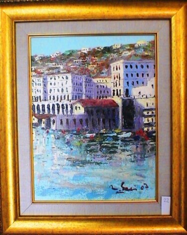 Peinture intitulée "Pêcherie d'Alger" par M'Hamed Saci, Œuvre d'art originale