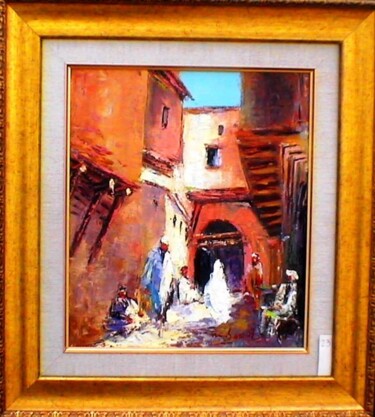 Peinture intitulée "Ruelle à la casbah" par M'Hamed Saci, Œuvre d'art originale