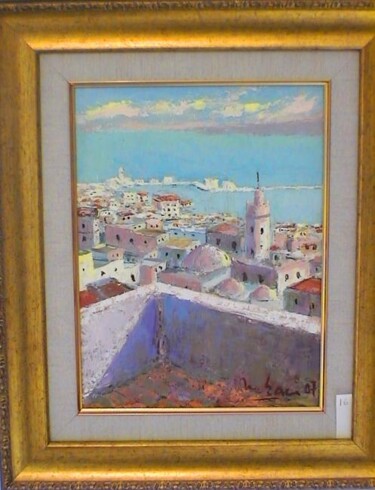 Peinture intitulée "Terrasses de la cas…" par M'Hamed Saci, Œuvre d'art originale
