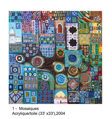 Peinture intitulée "Mosaiques" par M'Hamed Saci, Œuvre d'art originale, Huile