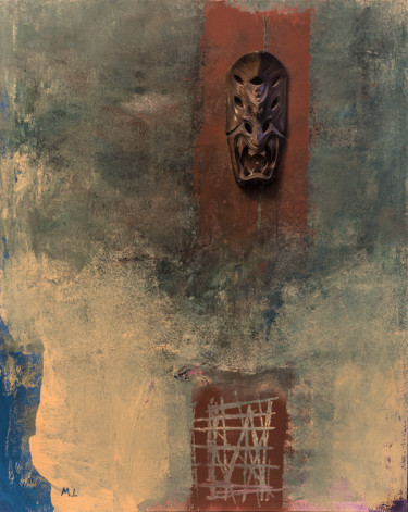 绘画 标题为“Le masque” 由Mehdi Lahlou, 原创艺术品, 拼贴