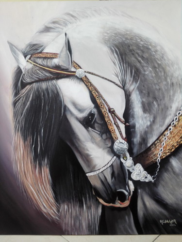 Malarstwo zatytułowany „la beauté du cheval…” autorstwa Mohammed Lakhdar, Oryginalna praca, Akryl