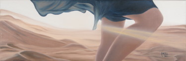 Картина под названием "Trek dans le désert" - Michel Lheureux, Подлинное произведение искусства, Масло Установлен на Деревян…