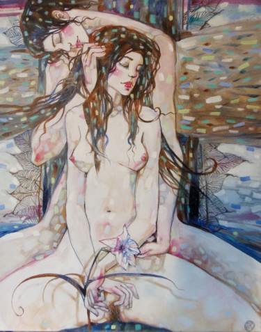 Schilderij getiteld "Цветок" door Marusya Dram, Origineel Kunstwerk, Olie