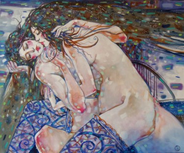 Картина под названием "Поцелуй" - Marusya Dram, Подлинное произведение искусства, Масло