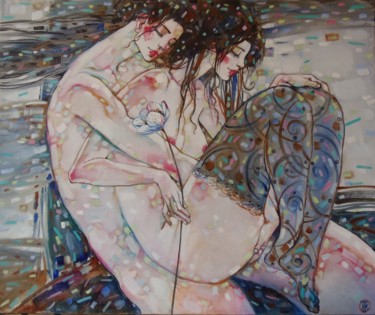 Картина под названием "Двое" - Marusya Dram, Подлинное произведение искусства, Масло