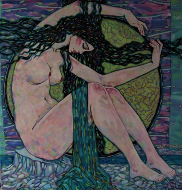 Картина под названием "ЛУНА" - Marusya Dram, Подлинное произведение искусства, Масло
