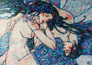 Pintura titulada "Девушка и Ангел" por Marusya Dram, Obra de arte original, Oleo