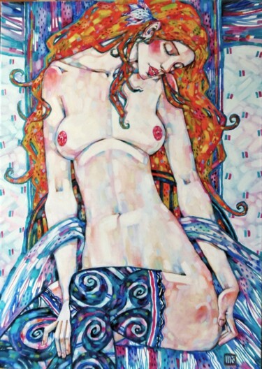 Schilderij getiteld "Redhead" door Marusya Dram, Origineel Kunstwerk, Olie