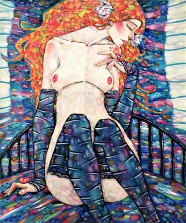 Schilderij getiteld "Ее мечты" door Marusya Dram, Origineel Kunstwerk, Olie