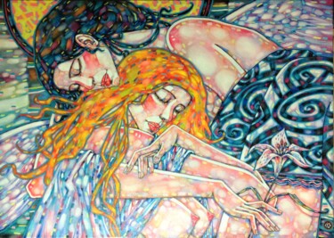 Pintura intitulada "Сон лунной ночью" por Marusya Dram, Obras de arte originais, Óleo