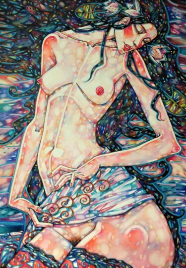 Картина под названием "ню" - Marusya Dram, Подлинное произведение искусства, Масло