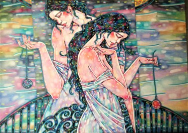 Картина под названием ""Двое"" - Marusya Dram, Подлинное произведение искусства, Масло