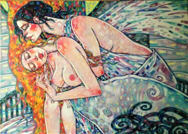 Painting titled "Ангел мой" by Marusya Dram, Original Artwork, Oil