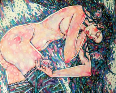 Картина под названием "Ее видения" - Marusya Dram, Подлинное произведение искусства, Масло