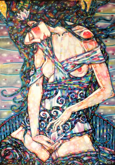 Pintura titulada "О чем ее видения?" por Marusya Dram, Obra de arte original, Oleo