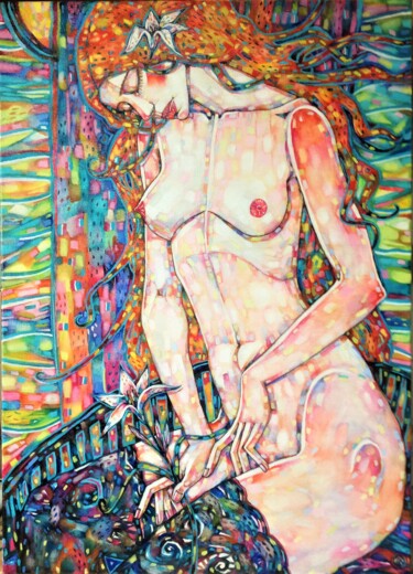 Painting titled "На закате" by Marusya Dram, Original Artwork, Oil