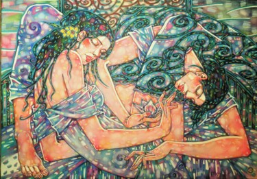 Картина под названием "Их сны" - Marusya Dram, Подлинное произведение искусства, Масло