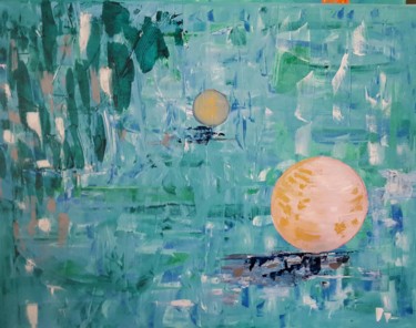 Malerei mit dem Titel "Pearl lake" von Marijke Mol, Original-Kunstwerk, Öl
