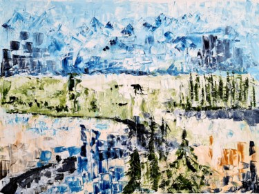 Painting titled "Remote landscape" by Marijke Mol, Original Artwork, Oil