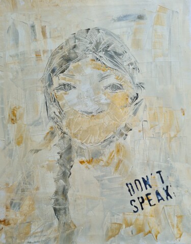 Pittura intitolato "Don't speak" da Marijke Mol, Opera d'arte originale, Olio