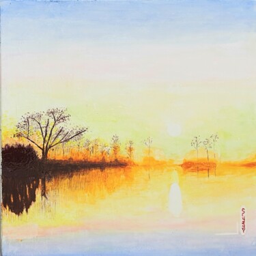 Painting titled "Horizon" by M.Ou Mme Rajot Jean Louis, Original Artwork, Oil Mounted on Wood Stretcher frame