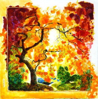 Painting titled "VENDU : L'arbre Jap…" by M.Ou Mme Rajot Jean Louis, Original Artwork, Oil