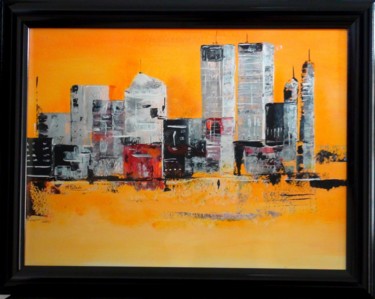 Peinture intitulée "New York buildings…" par M Palade, Œuvre d'art originale, Huile
