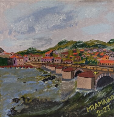 Painting titled "Ponte Sampaio" by M Ramalho, Original Artwork, Acrylic Mounted on Wood Stretcher frame