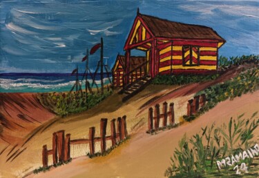 Malerei mit dem Titel "Casa na Praia" von M Ramalho, Original-Kunstwerk, Acryl Auf Keilrahmen aus Holz montiert