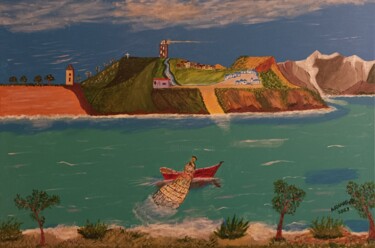 Malerei mit dem Titel "Na Grécia" von M Ramalho, Original-Kunstwerk, Acryl