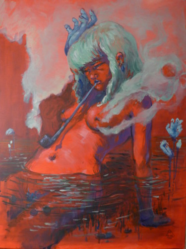 Pintura titulada "Songe rouge" por Marianne Robbez-Masson, Obra de arte original