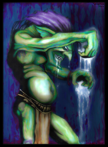 Рисунок под названием "Goblin Sorcier" - M. Séb, Подлинное произведение искусства, Гуашь