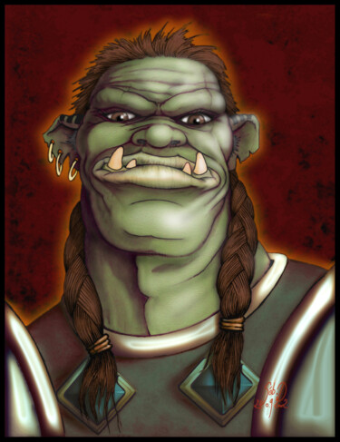 Digital Arts titled "Orc Guerrier" by M. Séb, Original Artwork, Pencil