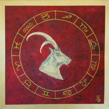 Schilderij getiteld "Steinbock" door Martina Silber, Origineel Kunstwerk, Acryl