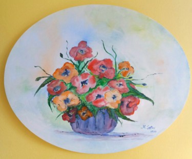 Schilderij getiteld "Blumenfreude" door Martina Silber, Origineel Kunstwerk, Aquarel