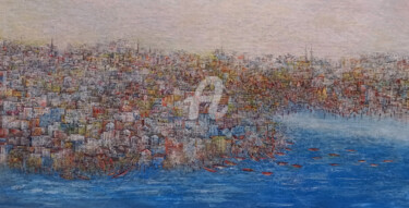 Malerei mit dem Titel "Home Town" von M. Singh, Original-Kunstwerk, Acryl