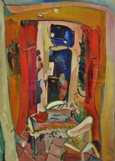 Pintura titulada "Interior with kitch…" por Mikhail Tolpygo Mndoyan, Obra de arte original, Oleo