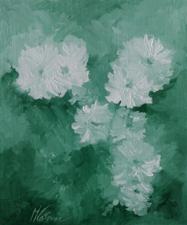 Painting titled "Fleurs blanches" by M. Vet, Original Artwork, Oil