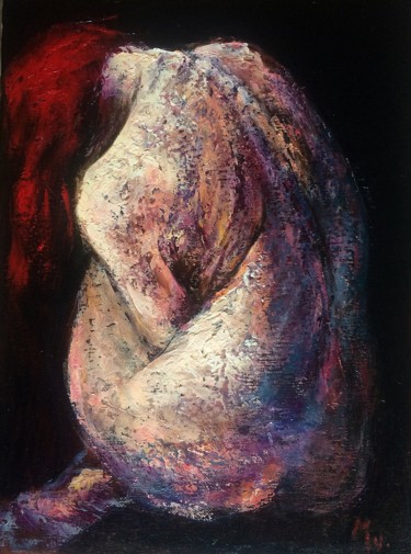 Картина под названием "Figura" - Magdalena Weber, Подлинное произведение искусства, Масло Установлен на Деревянная панель