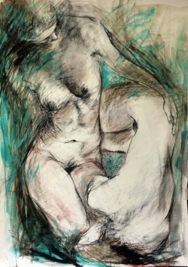 Drawing titled "Two women in  black…" by Magdalena Weber, Original Artwork, Charcoal