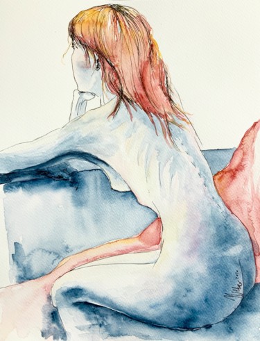Pittura intitolato "Nude  woman" da Magdalena Weber, Opera d'arte originale, Acquarello