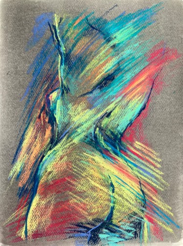 Dessin intitulée "Multicolored nude…" par Magdalena Weber, Œuvre d'art originale, Pastel