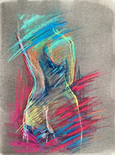 Dibujo titulada "Multicolored nude…" por Magdalena Weber, Obra de arte original, Pastel