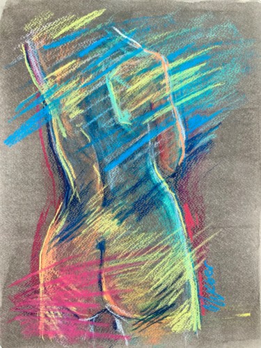 Dibujo titulada "Multicolored  nude…" por Magdalena Weber, Obra de arte original, Pastel