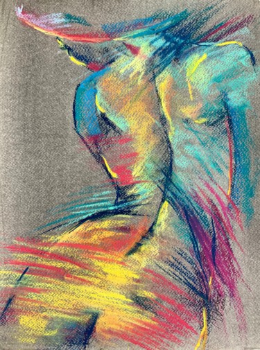 Tekening getiteld "Multicolored nude…" door Magdalena Weber, Origineel Kunstwerk, Pastel
